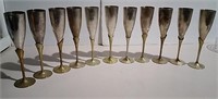 11 Art Deco Style Brass & Silverplate Champagne