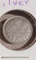 1913 Canada Sterling 5 Cent Coin F-12 King GeorgeV