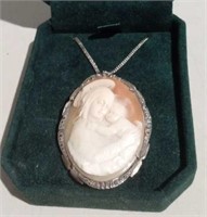 Madonna & Child Cameo On Sterling Chain
