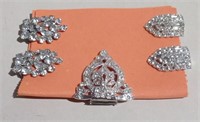 Five Vintage Jewelled Clips
