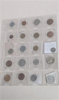 Sheet Of Foreign Coins Various Countries