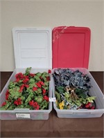 Artifical flowers with two bins (good condition)