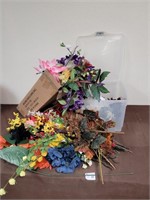 Artifical flowers with bin (good condition)