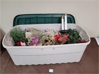 Artifical Christmas flowers with bin