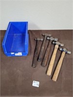 Bolt bin and hammers
