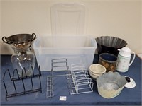 Clear bin, vases, wire racks, and more