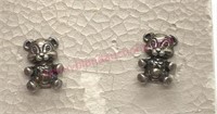 Sterling silver teddy bear earrings #1