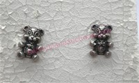 Sterling silver teddy bear earrings #2