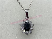 Sterling silver sapphire pendant necklace