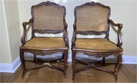 Antique Louis XV Cane Back Captain's Chairs