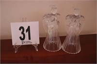 Pair of (7" Tall) Glass Angle Candleholders (Rm