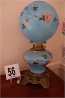 Vintage (20" Tall) Hand Painted Glass Lamp (Rm 1)