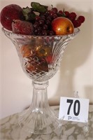 (14" Tall) Glass Compote With Jeweled Fruit (Rm