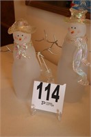 Pair Of 13" Tall Glass Snow Couple Decor (Rm