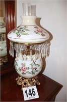 Vintage (24" Tall) Lamp With Hand Painted Glass