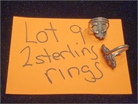 2 Sterling cocktail style rings