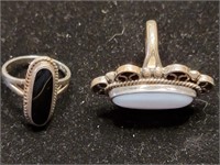 2 sterling rings with stones