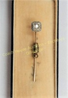 14K Gold diamond stick pin, épingle