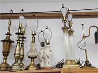 9 Table lamps 3 pairs and 3 singles look at