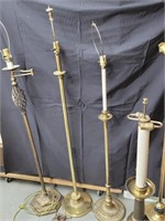 5 Brass lamps 4 floor lamps and 1 tall table lamp