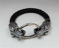 Snake head leatherette bracelet en cuirette avec