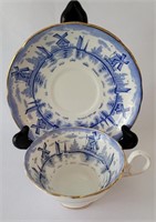 ROYAL STAFFORD "BLUE WINDMILL" CUP AND SAUCER