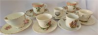 LOT OF SEVEN CUPS AND SAUCERS