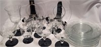 LOT OF AMETHYST GLASS STEMWARE AND PLATES