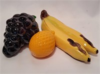 THREE PIECES OF BLOWN GLASS FRUIT