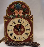 PAINTED WOODEN WALL CLOCK