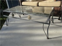 Outdoor Metal Table with Glass Top