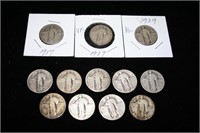 3.00 Face of Silver Standing Liberty Quarters