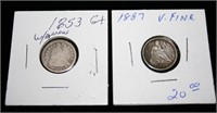 (2) Seated Dimes 1853 & 1887