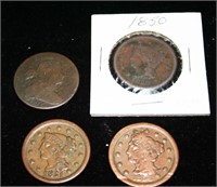 (4) Large Cents 1802, 1850, 1851, 1854