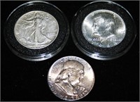 (3) Silver Half Dollars (Standing Liberty,Franklin