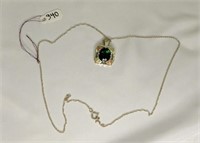 12k Black Hills Gold Pendent with Emerald & 18"
