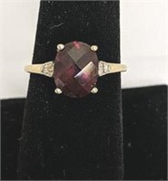 Gold and Diamond Ring with Ruby size 8 3/4
