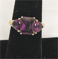 Gold Ring with Purple Sapphires size 8