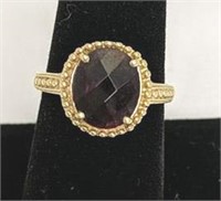 Gold Ring with Purple Sapphire size 8