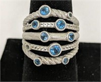 Judith Ripka Sterling Silver & Blue Gemstone Ring