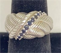 Judith Ripka Sterling Silver & Blue Stone Ring
