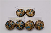 Clip On Earrings 23K Pounded Gold, Turquoise