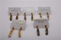 Earrings 24K Pounded Gold, Silver & Turquoise