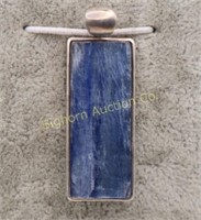 Blue Stone Pendant, Sterling Silver