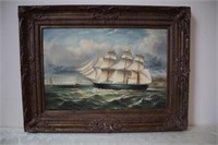 TALL SHIP OIL PAINTING: