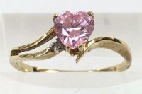 10K Gold Ring with Pink Stone