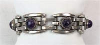 Coin Silver and Amethyst Bracelet