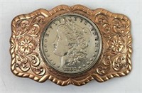 1882 Morgan Silver Dollar in a Copper Belt Buckle