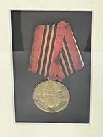 Russian Military Metal with Certificate in Frame
