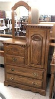 4 Drawer Gentleman's Dresser with Cabinet & Mirror